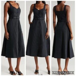 PAIGE Arienne Dress Midi Belted Linen Blend Sleeveless NWOT 2 A-Line Cocktail